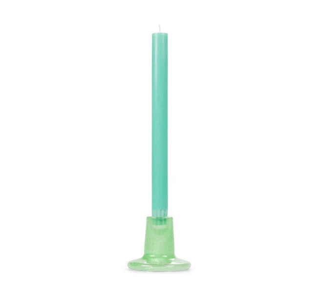 Recycled bubble glass candleholder with a glossy coloured finish, handcrafted for British Colour Standard with subtle variations for a one-of-a-kind design