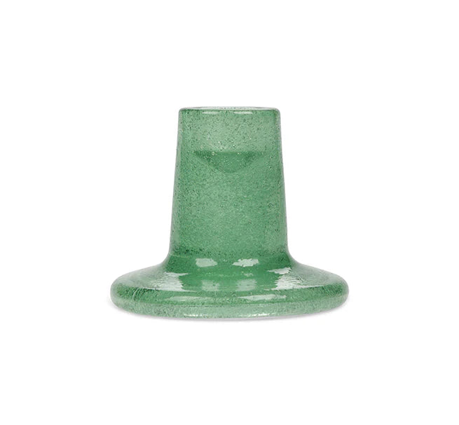 Recycled bubble glass candleholder with a glossy coloured finish, handcrafted for British Colour Standard with subtle variations for a one-of-a-kind design