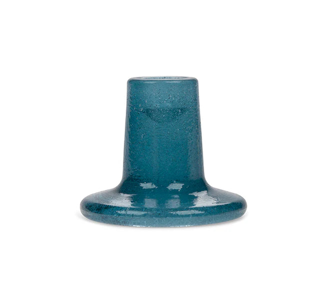 Recycled bubble glass candleholder with a glossy coloured finish, handcrafted for British Colour Standard with subtle variations for a one-of-a-kind design