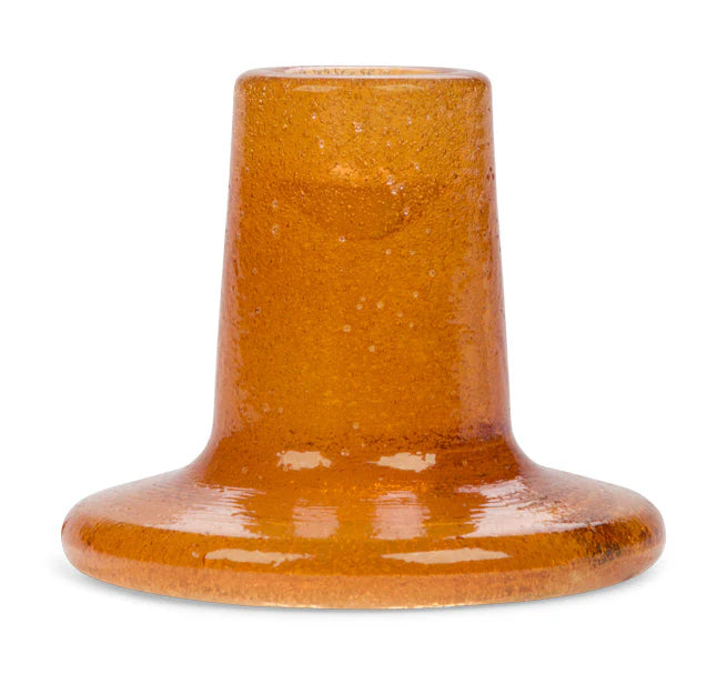 Recycled bubble glass candleholder with a glossy coloured finish, handcrafted for British Colour Standard with subtle variations for a one-of-a-kind design
