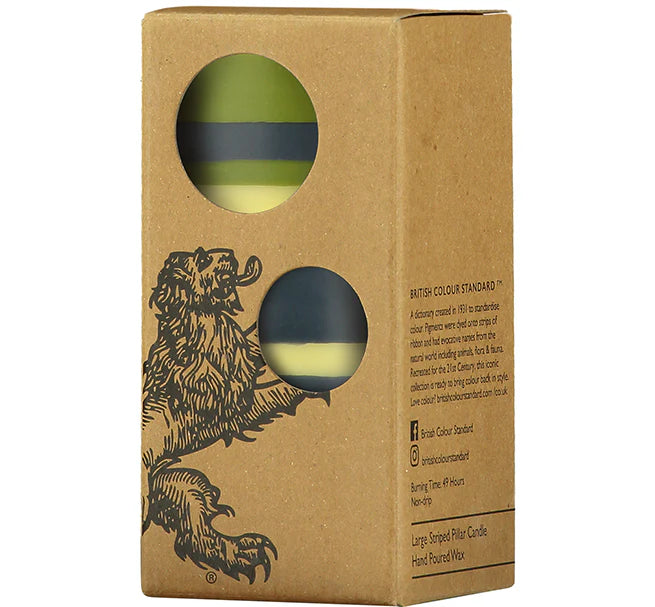 Striped Eco Pillar Candle - Olive, Indigo and Jasmine