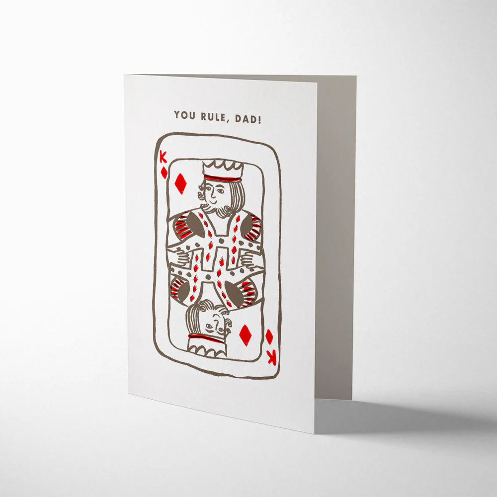 Close up of King of Diamonds Dad card with gold foiling detail