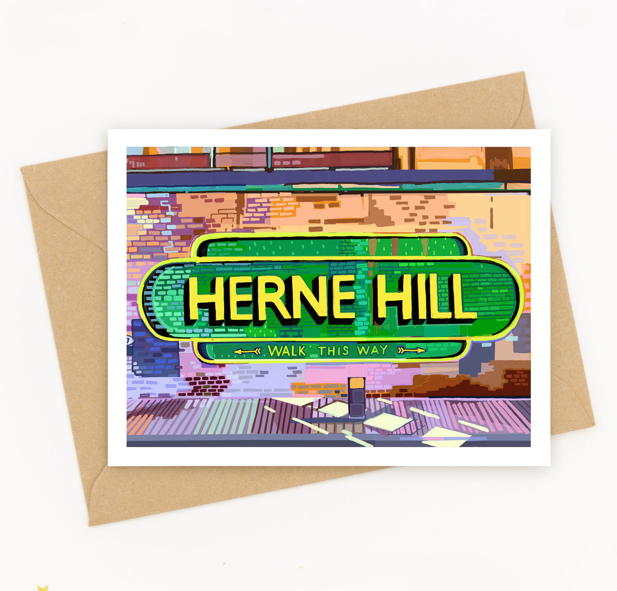 Herne Hill Greeting Card by Tomartacus featuring the iconic South London sign