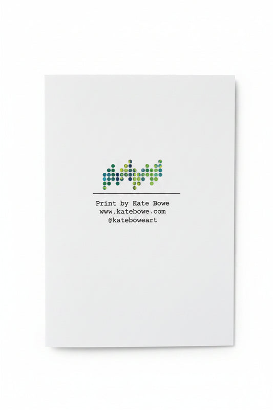 Kate Bowe logo on the back of the Tangerine Dream greeting card