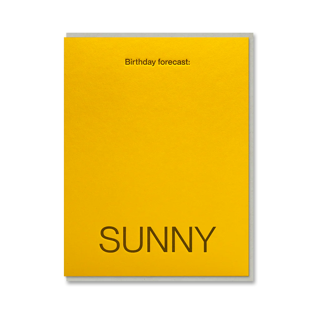 Letterpress printed birthday card with warm grey envelope
