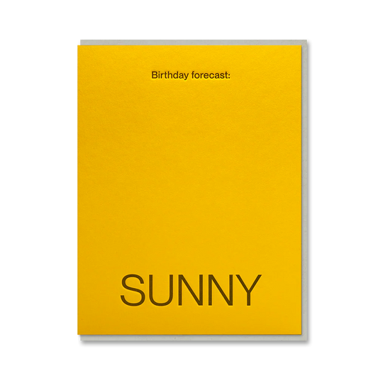 Letterpress printed birthday card with warm grey envelope