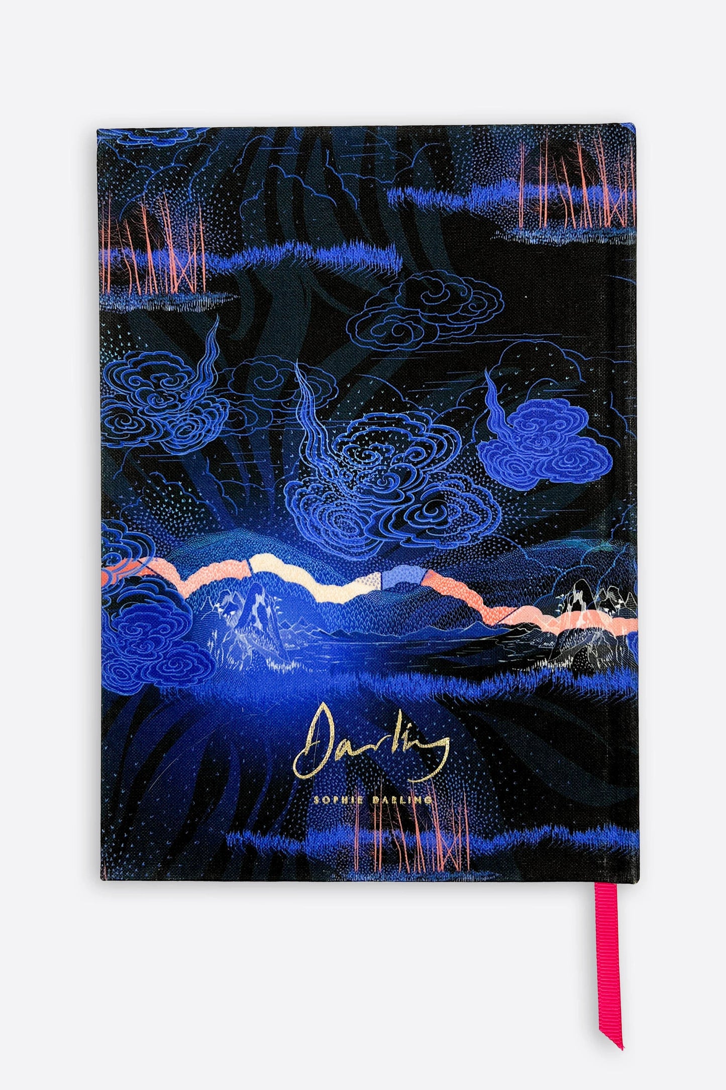 Notebook with a colourful abstract design on the cover by Sophie Darling, designed and printed in the UK.