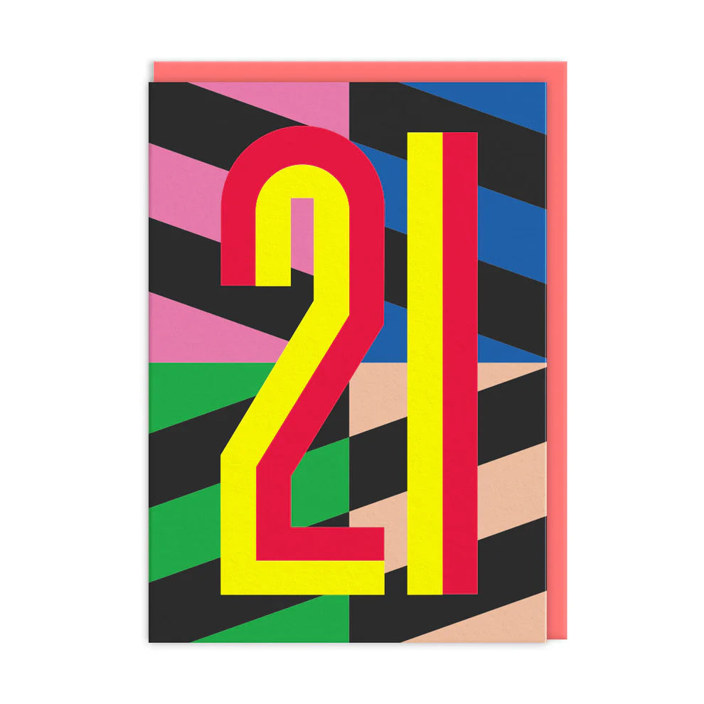 Tim Sanders designed 21st birthday card, blank inside, made in UK