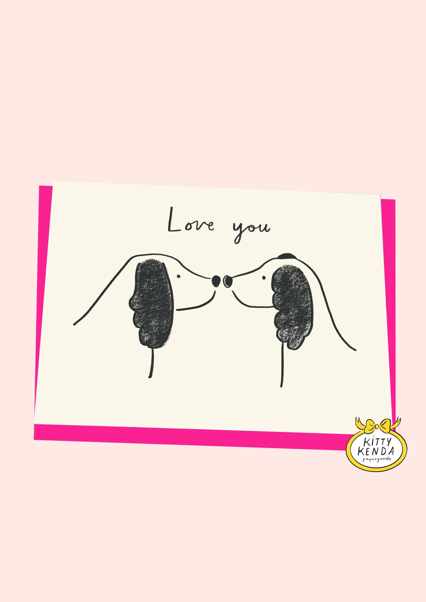 Love You Nose-touch Dogs Greeting Card by Kitty Kenda