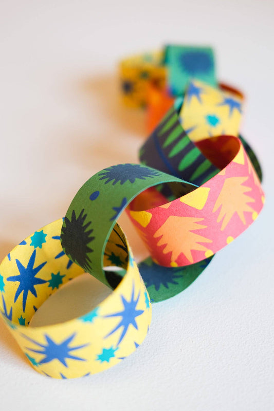 Sustainably sourced recycled paper chain decoration