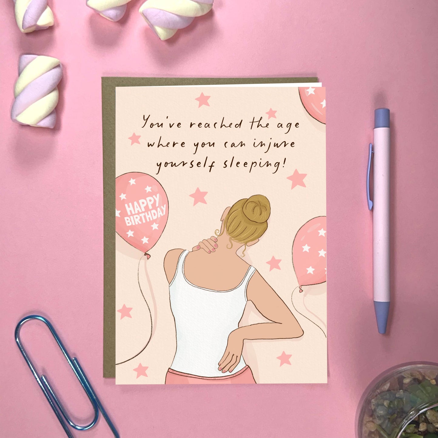Funny Birthday Card - Old Enough to Injure Yourself Sleeping