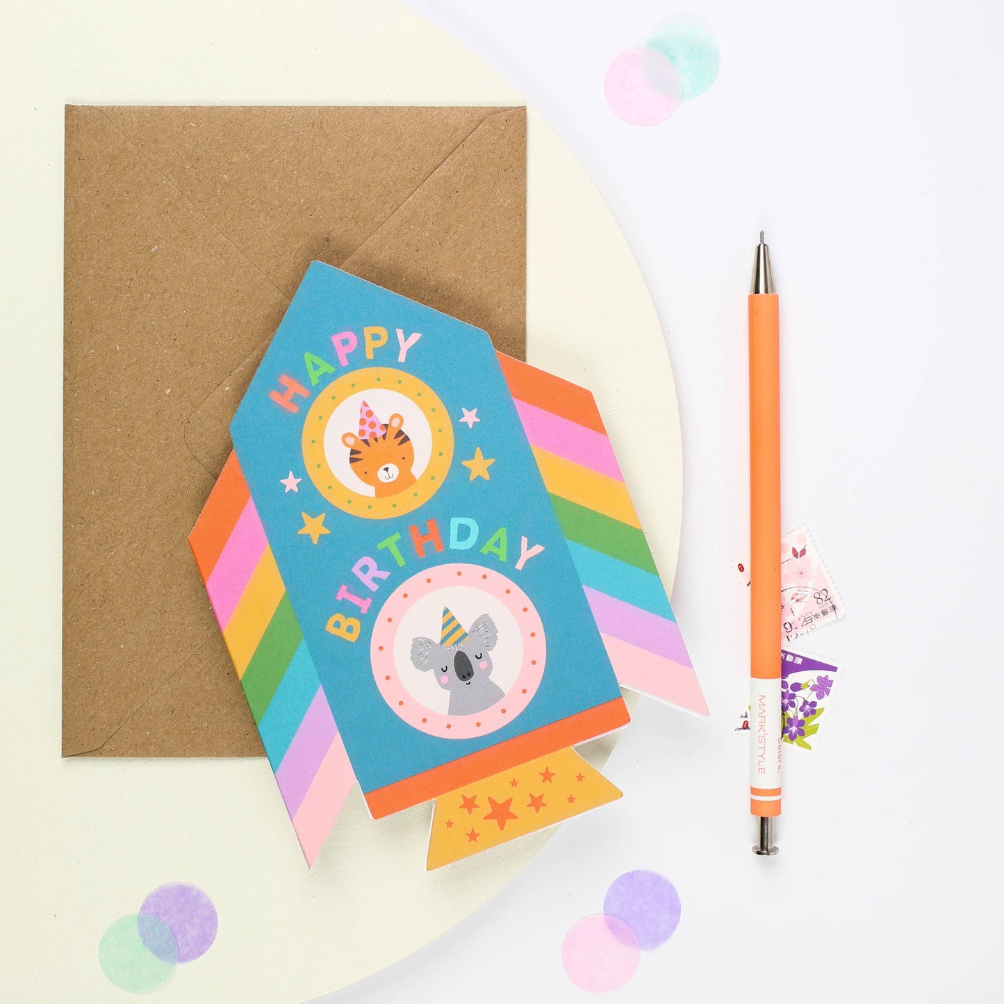 Rocket Birthday Card from Forget Me Not & Green, no plastic packaging