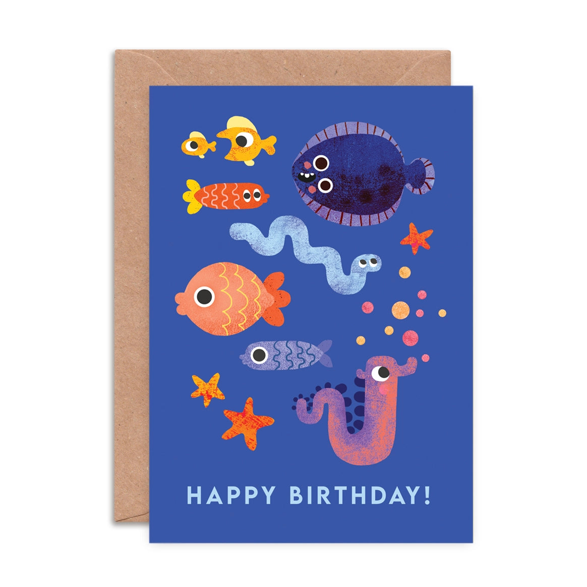 Sustainably sourced fish themed birthday card with recycled envelope