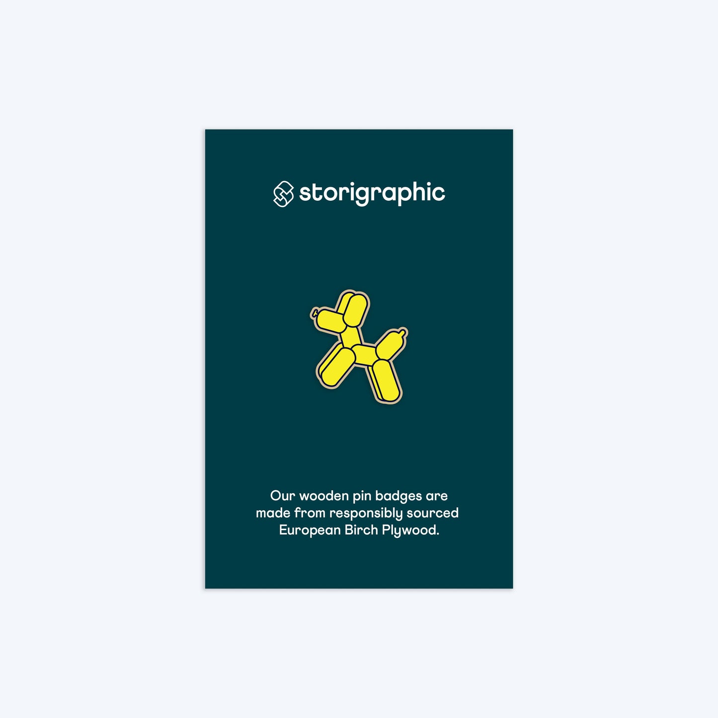 Balloon Dog Wooden Pin Badge Sustainably Made