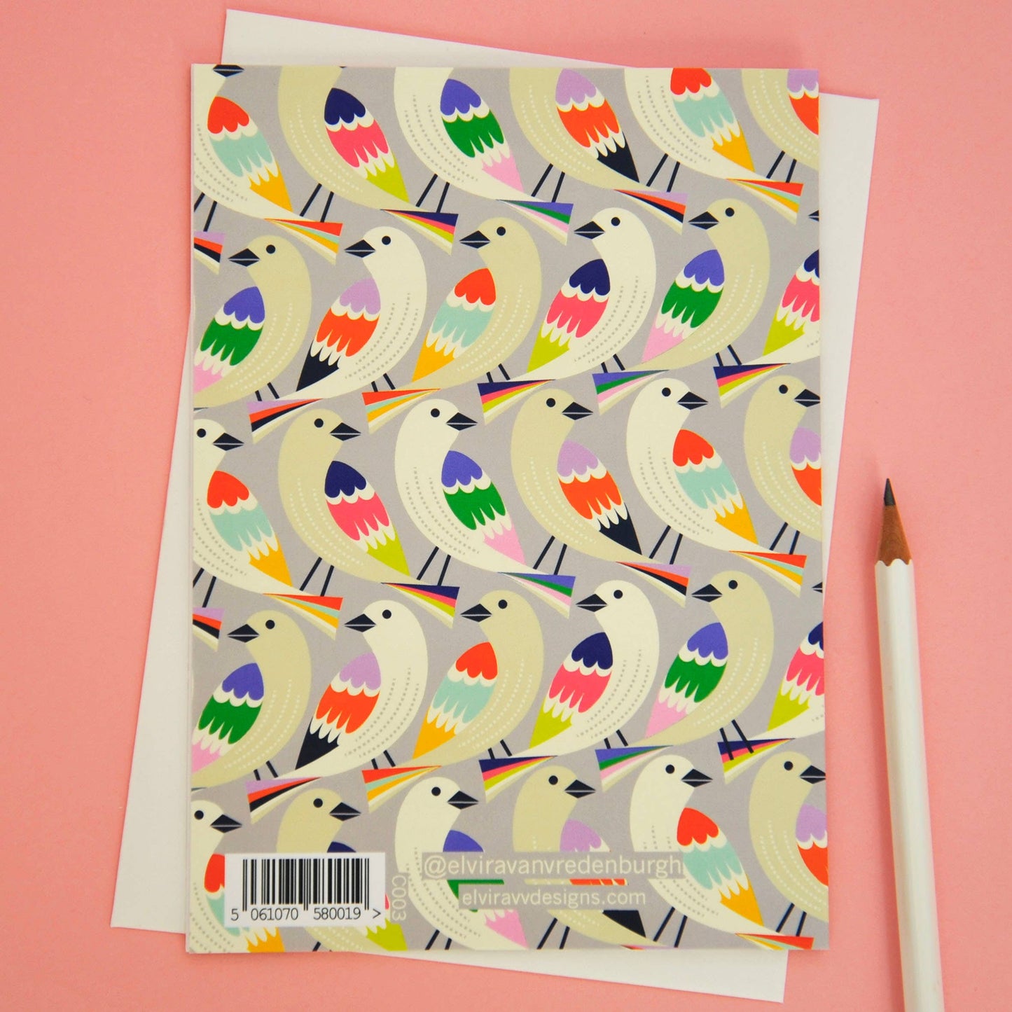Eco-friendly bird greeting card with cream envelope