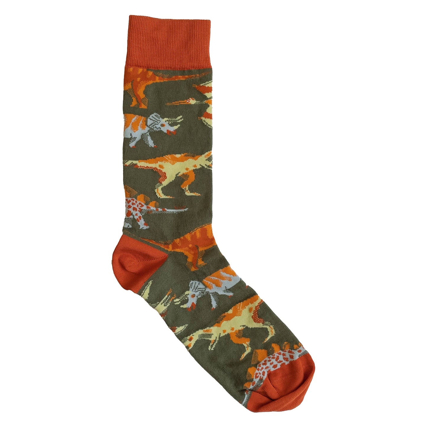 Colourful hand-illustrated dinosaur cotton socks by James Barker—fun, vibrant, and perfect for dinosaur lovers and collectors.