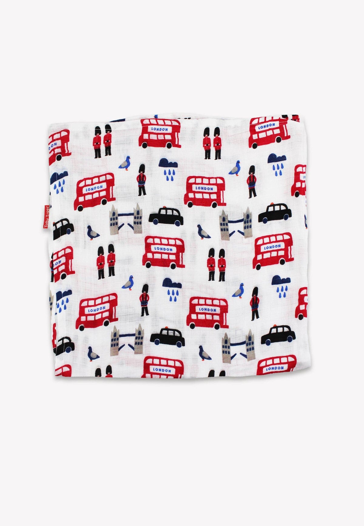Red and white striped organic cotton baby muslin cloth