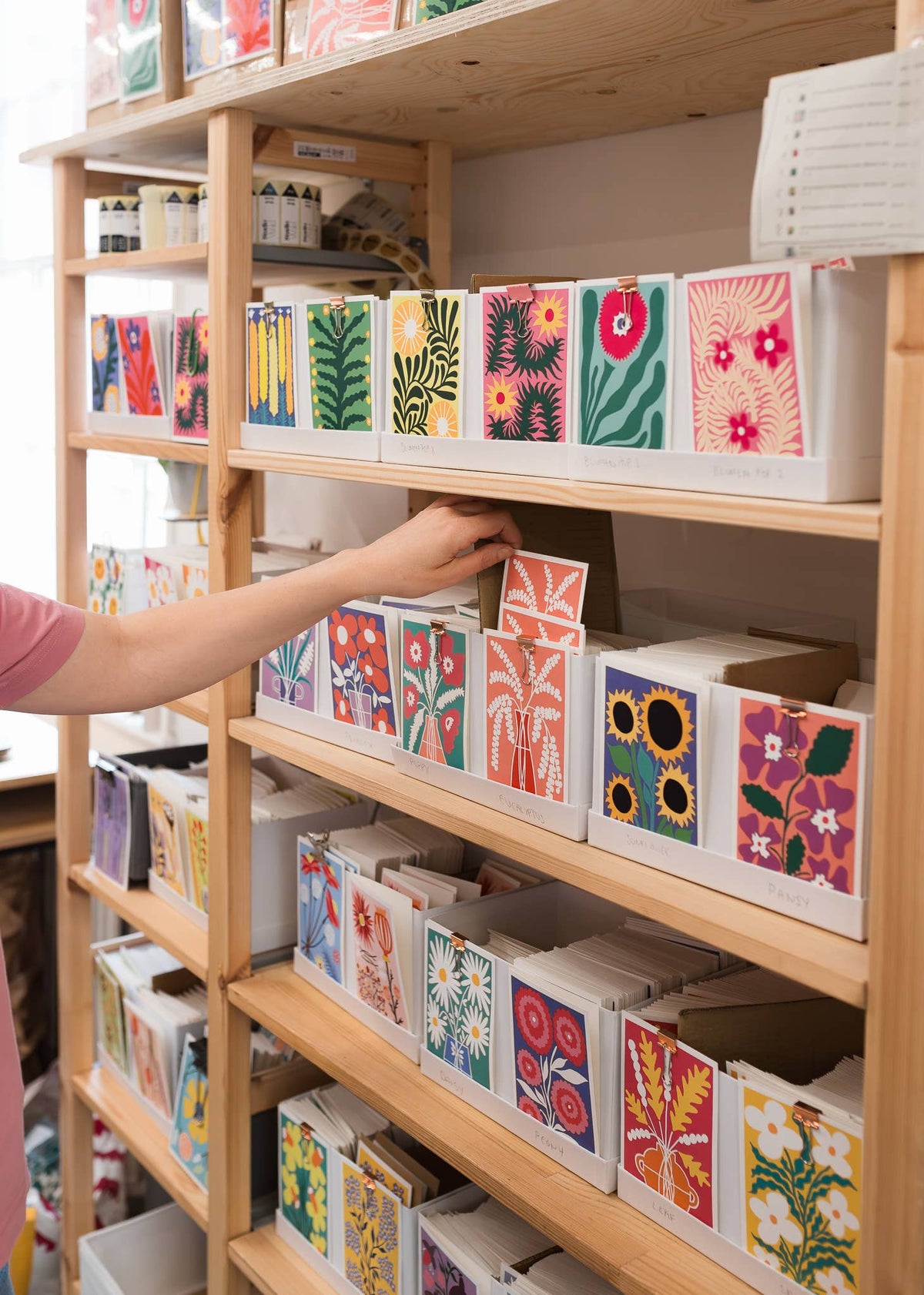 Eco-friendly card clasp sticker on vintage poppy greeting card