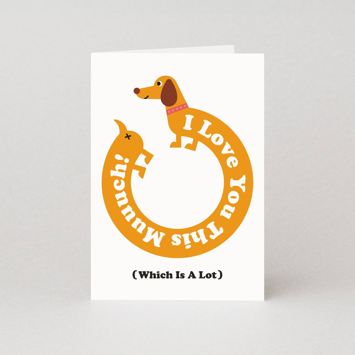 Dachshund 'I Love You This Much' Valentine's Card with recycled envelope