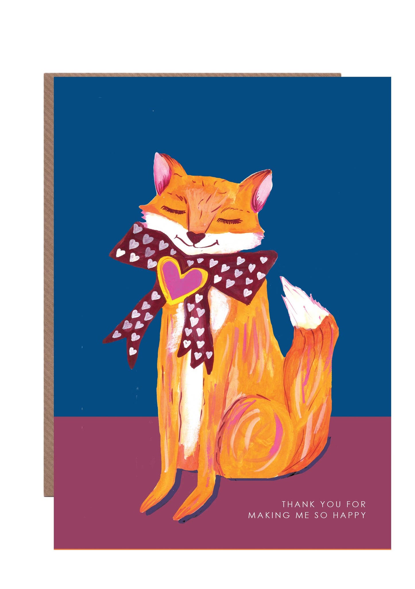 'Fox with Heart Bow' Greetings Card