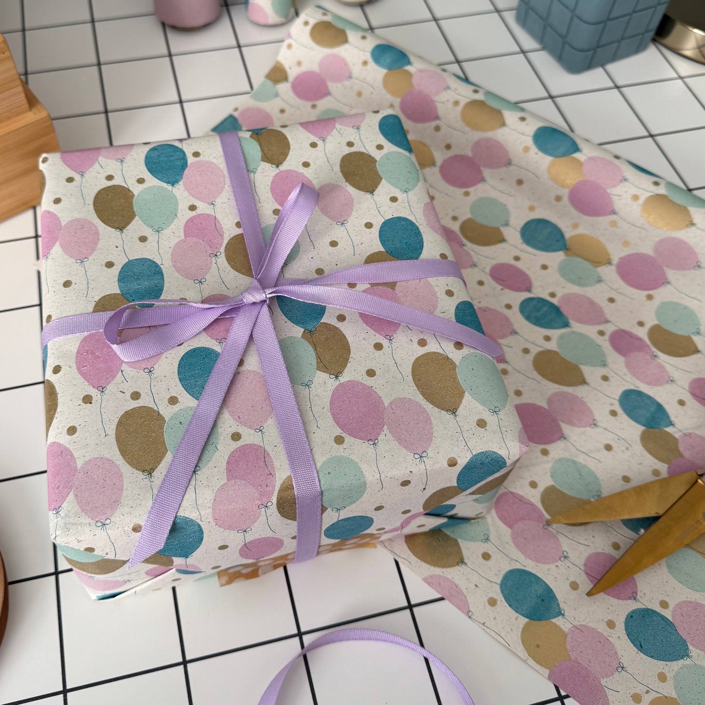 Lilac biodegradable Tencel ribbon, 9mm wide, 5m reel, eco-friendly gift wrap, cardboard core, certified compostable and sustainably sourced.