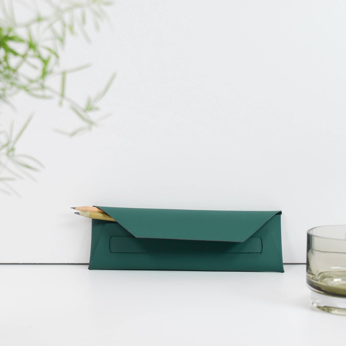 Pen/Pencil Pouch Recycled Leather - ETHOS Emerald Green