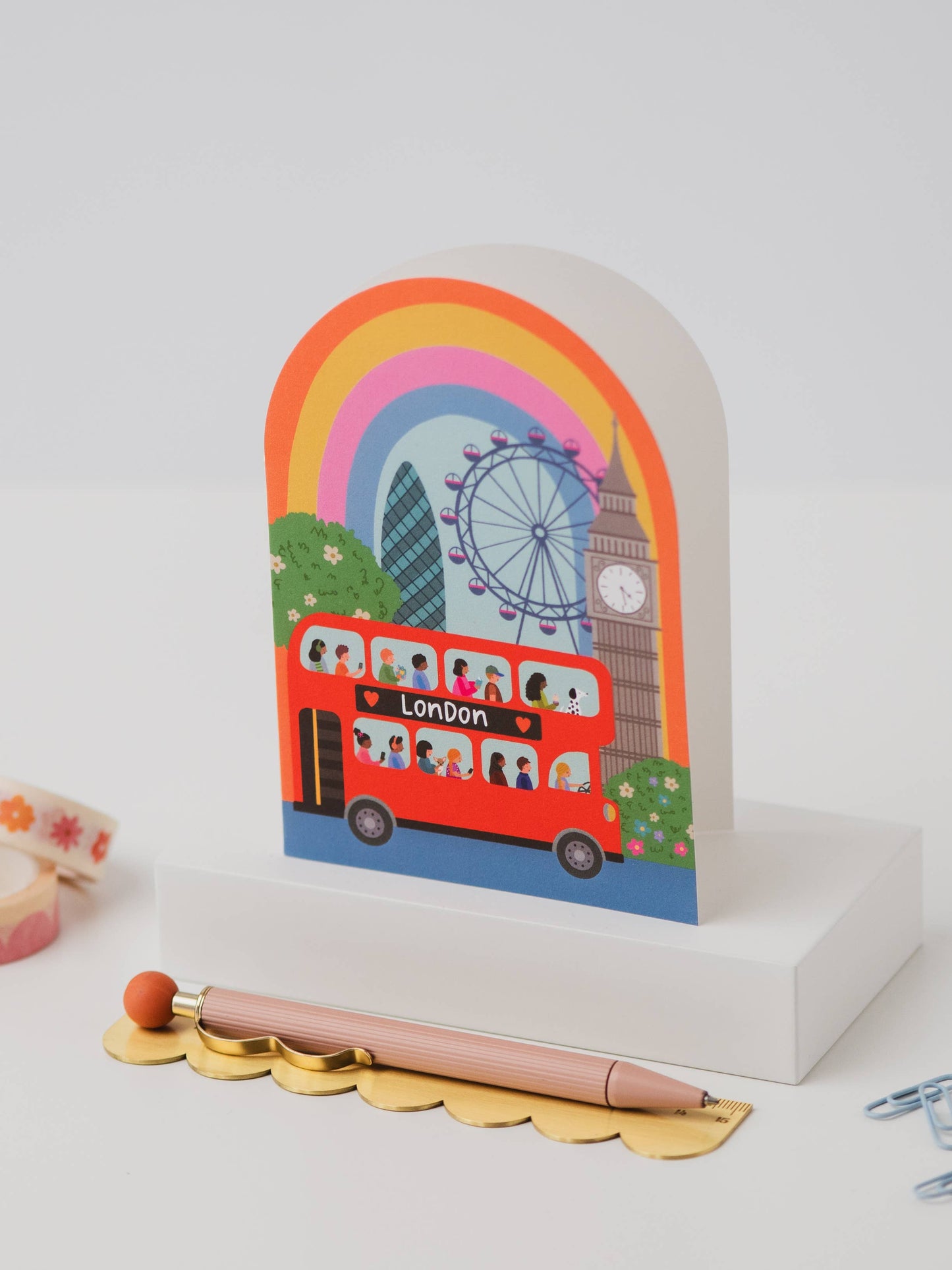 Eco-friendly rainbow London card by Mifkins, made in the UK