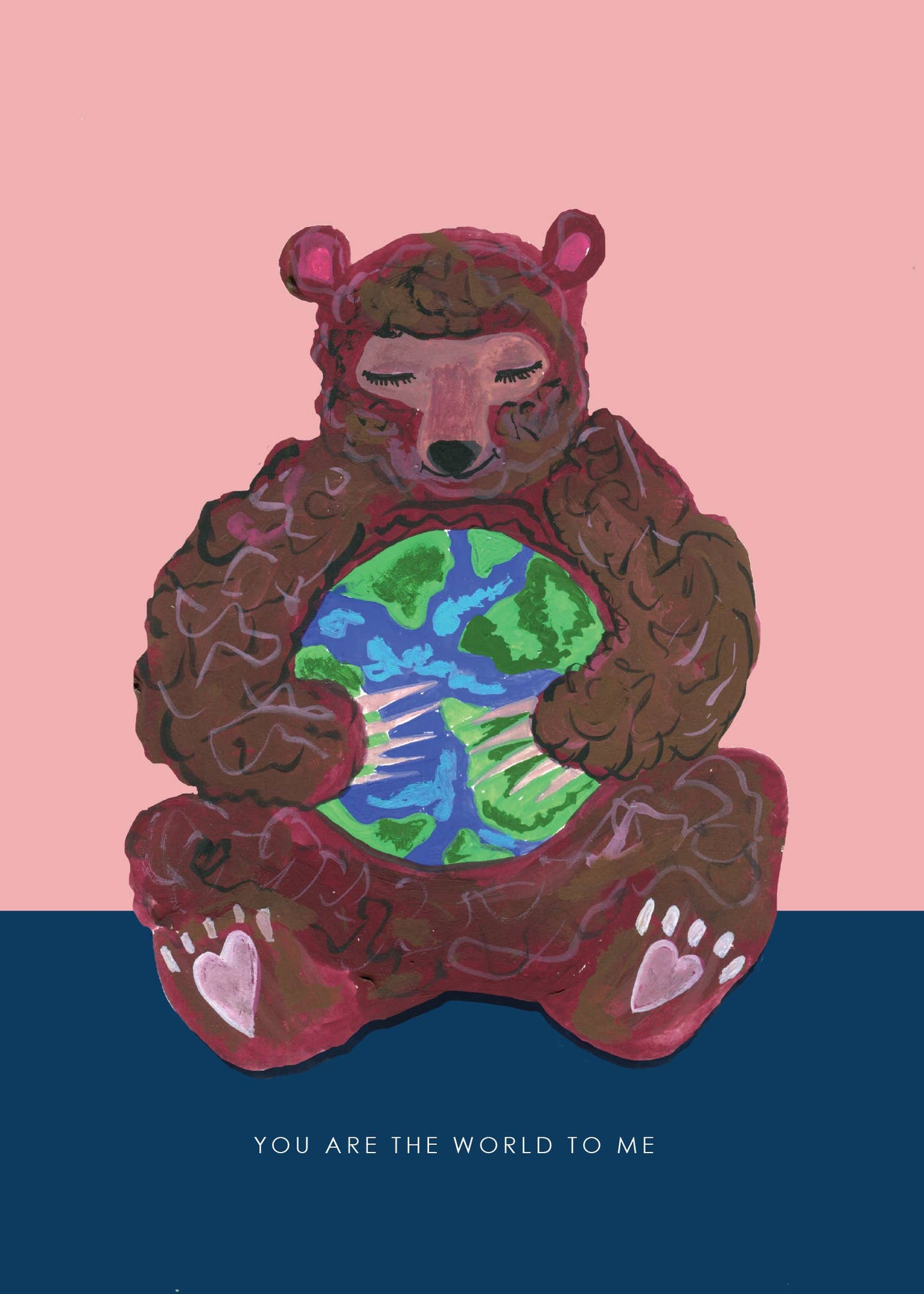 'Bear with Globe ' Greetings Card