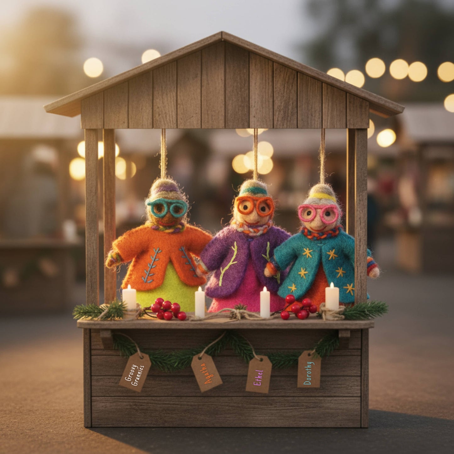 Artisan Felt Groovy Granny Hanging Ornament