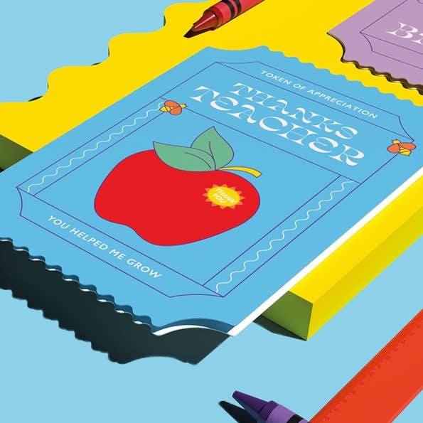 Recyclable teacher card with yellow envelope, blank inside