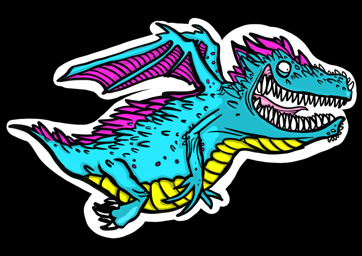 Super colourful glossy dragon vinyl sticker