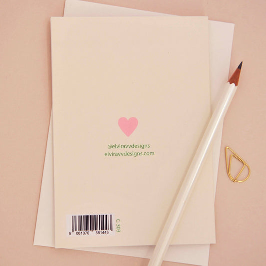 Eco-friendly Valentine's card with cream envelope and biodegradable packaging