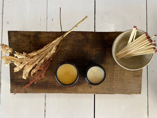 Hand-poured vegan soy wax candle with botanical essential oils