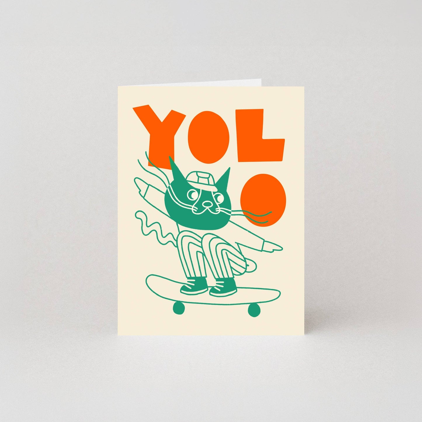 YOLO Cat Mini Greeting Card by Studio Boketto
