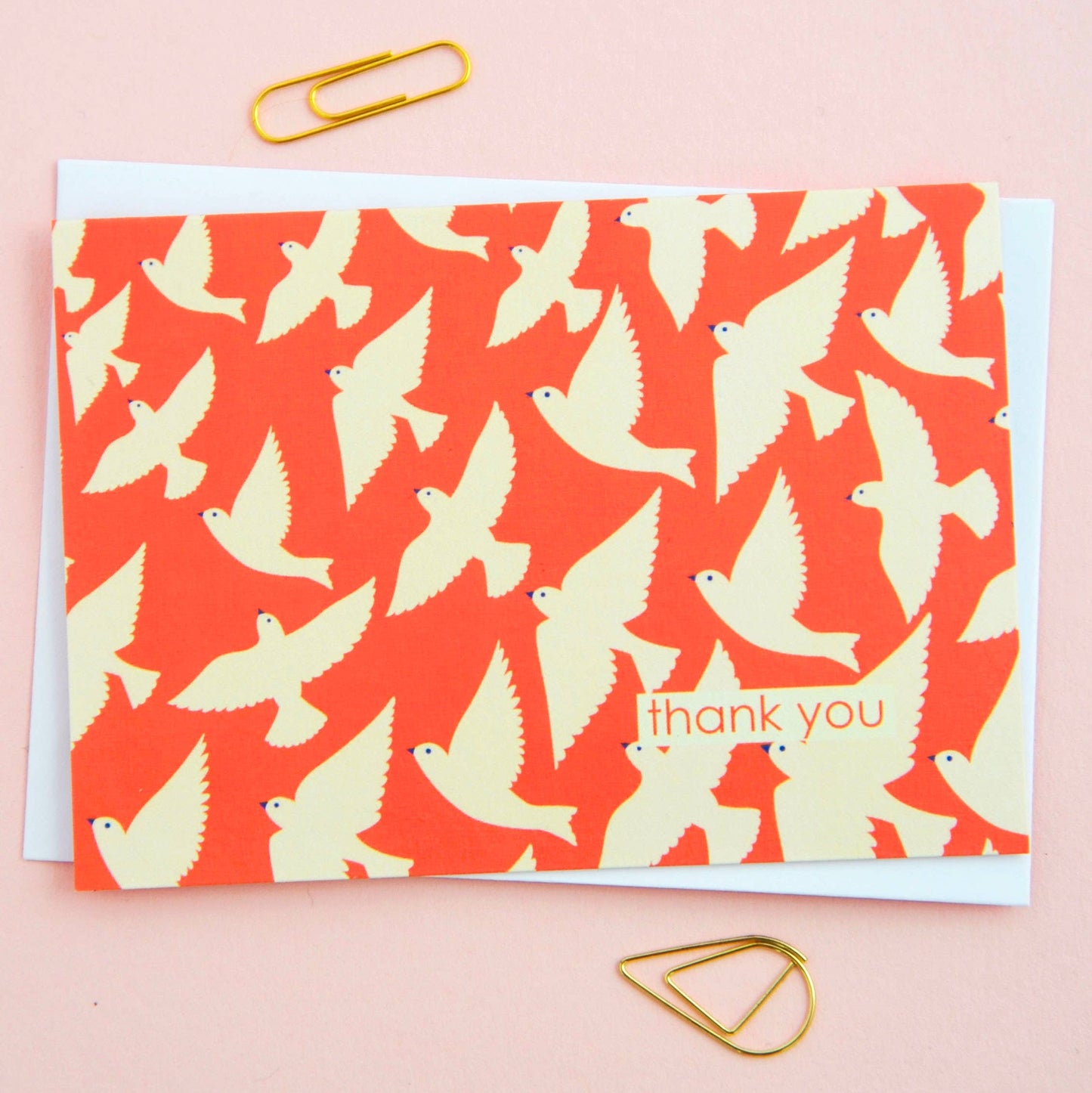 Pack of 8 bird-themed thank you notecards, each with a different illustration, printed on UK-made 350gsm matt card with envelopes included.