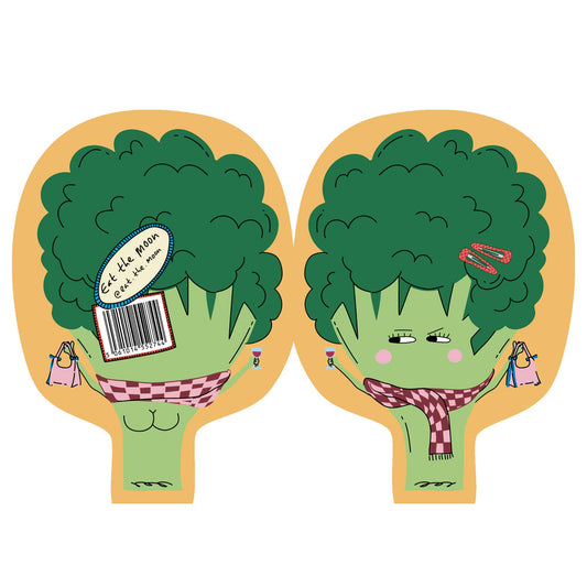 Back view of Broccoli greeting card showing cheeky reverse design