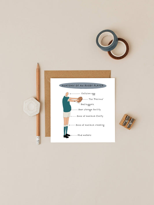 Close up of Anatomy of a Rugby Player Greeting Card