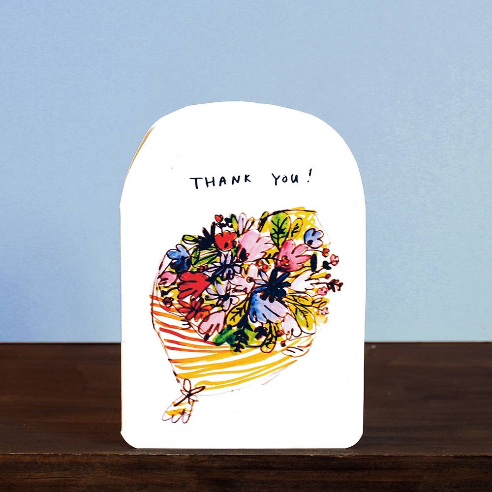 Handmade floral Thank You card on recycled card with biodegradable packaging