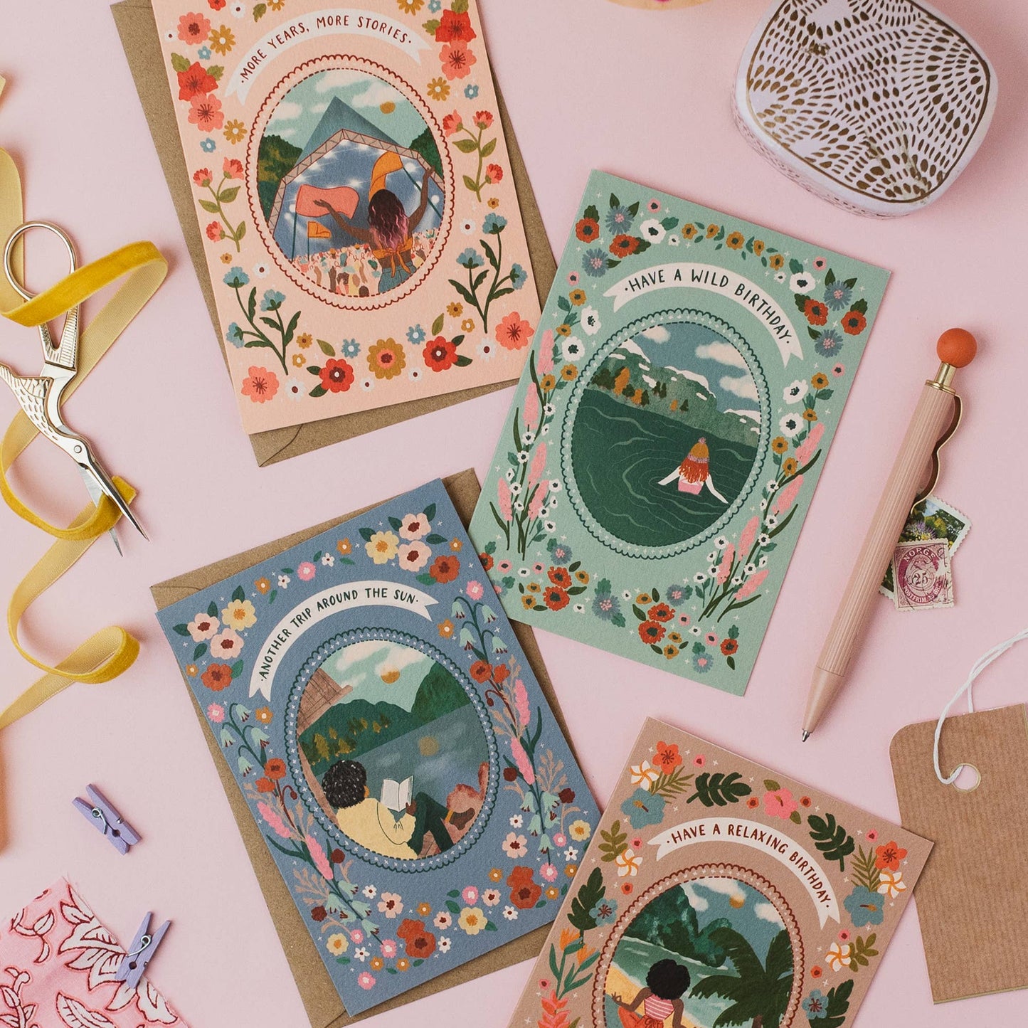 Wild swimming birthday card lifestyle shot