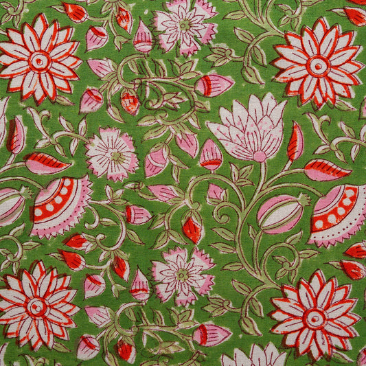 Close-up of Handcrafted Block Printed Floral Pattern