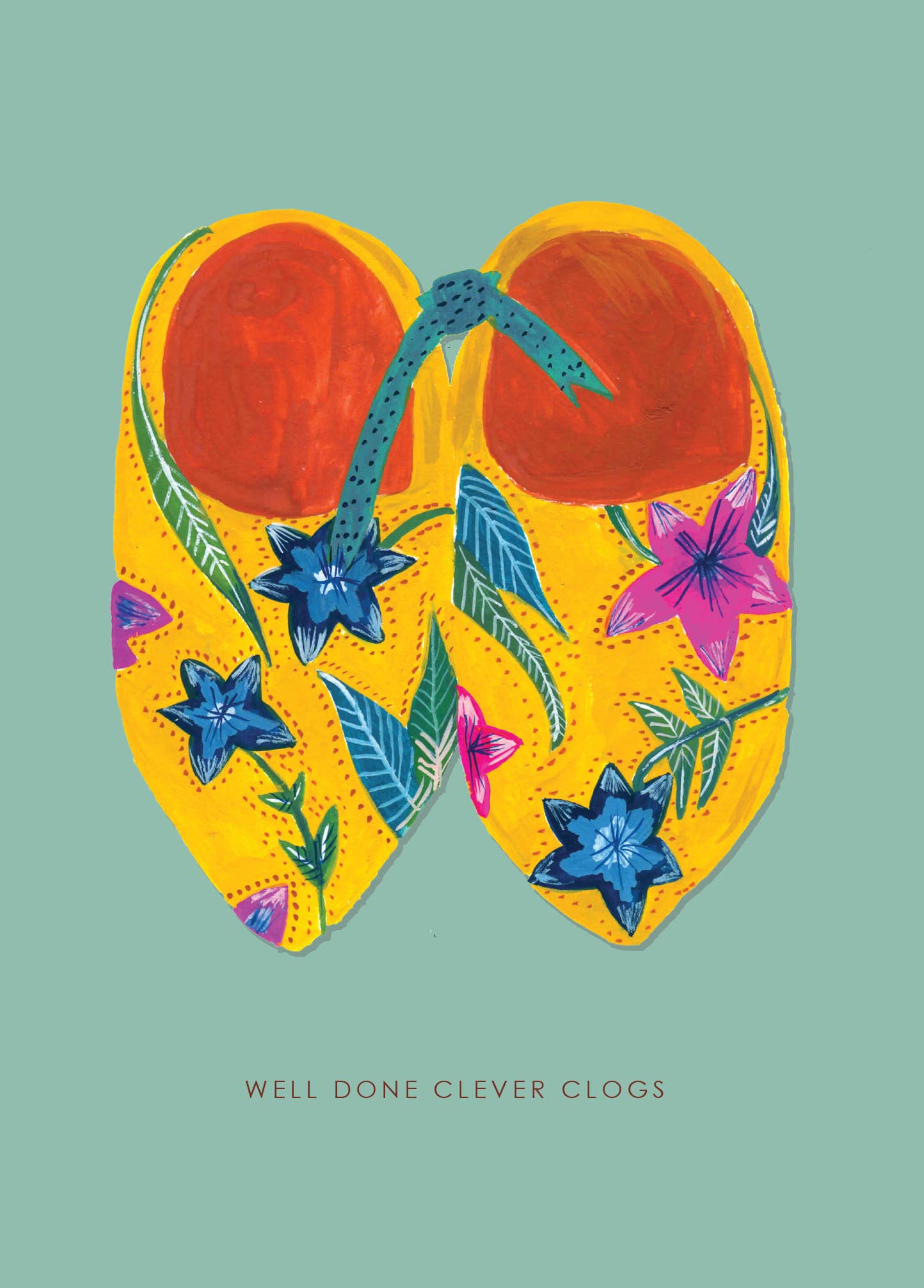 Eco-friendly 'Clever Clogs' Card with Biodegradable Cello Wrap, UK Made