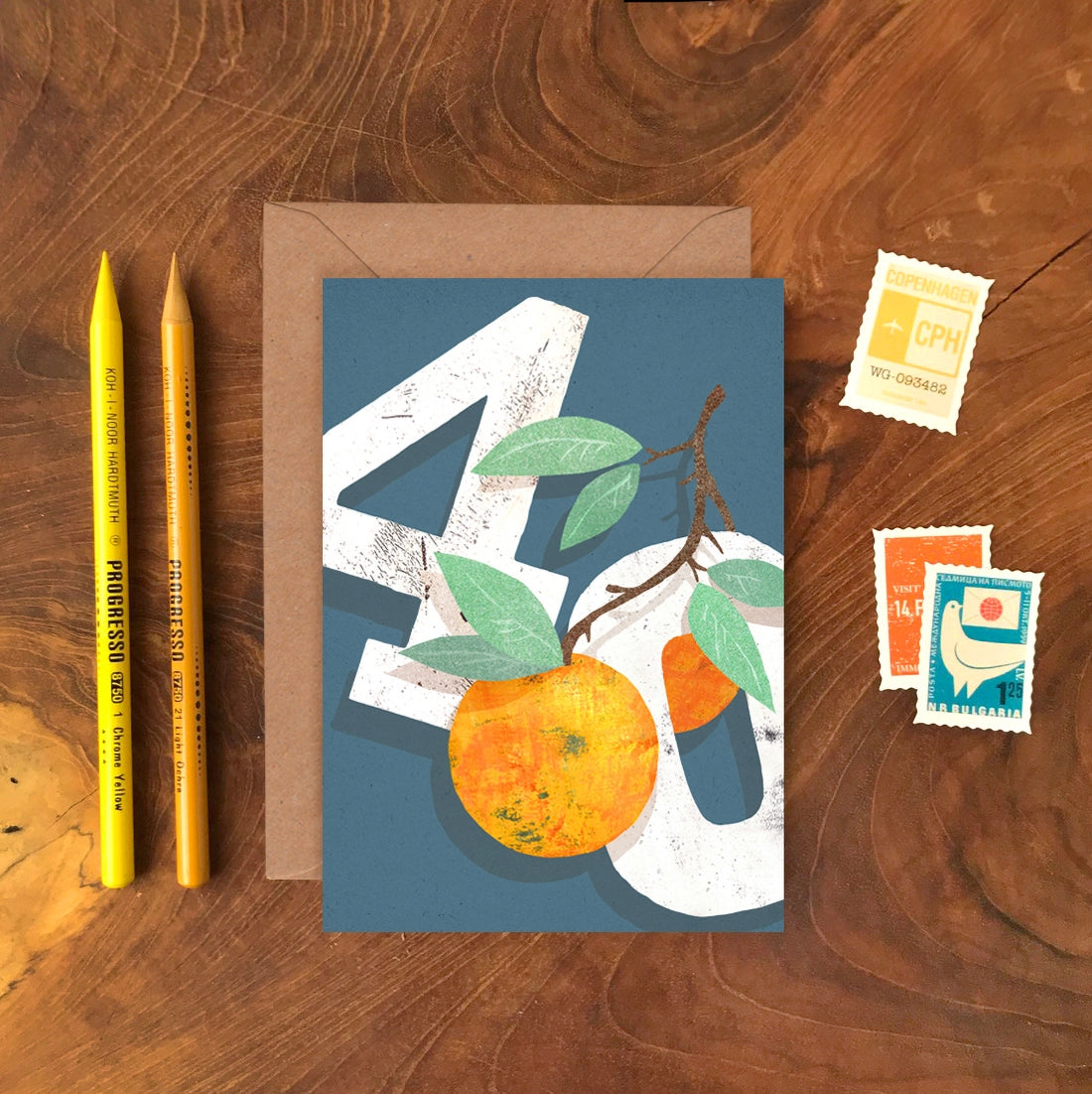 Emily Nash Orange Fortieth 40th Birthday Card | Emily Nash Illustration