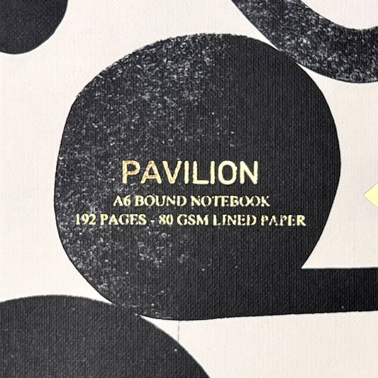 Close up of gold foiled details on A6 notebook cover