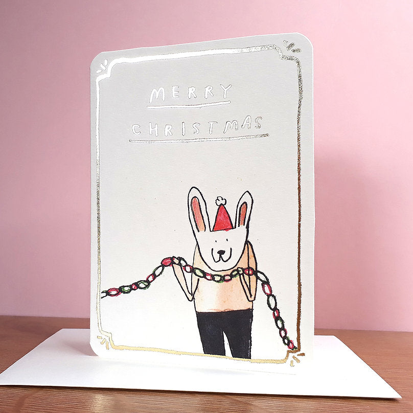 Elegant Gold Paperchain Christmas Card by Laura Skillbeck, 100% recycled