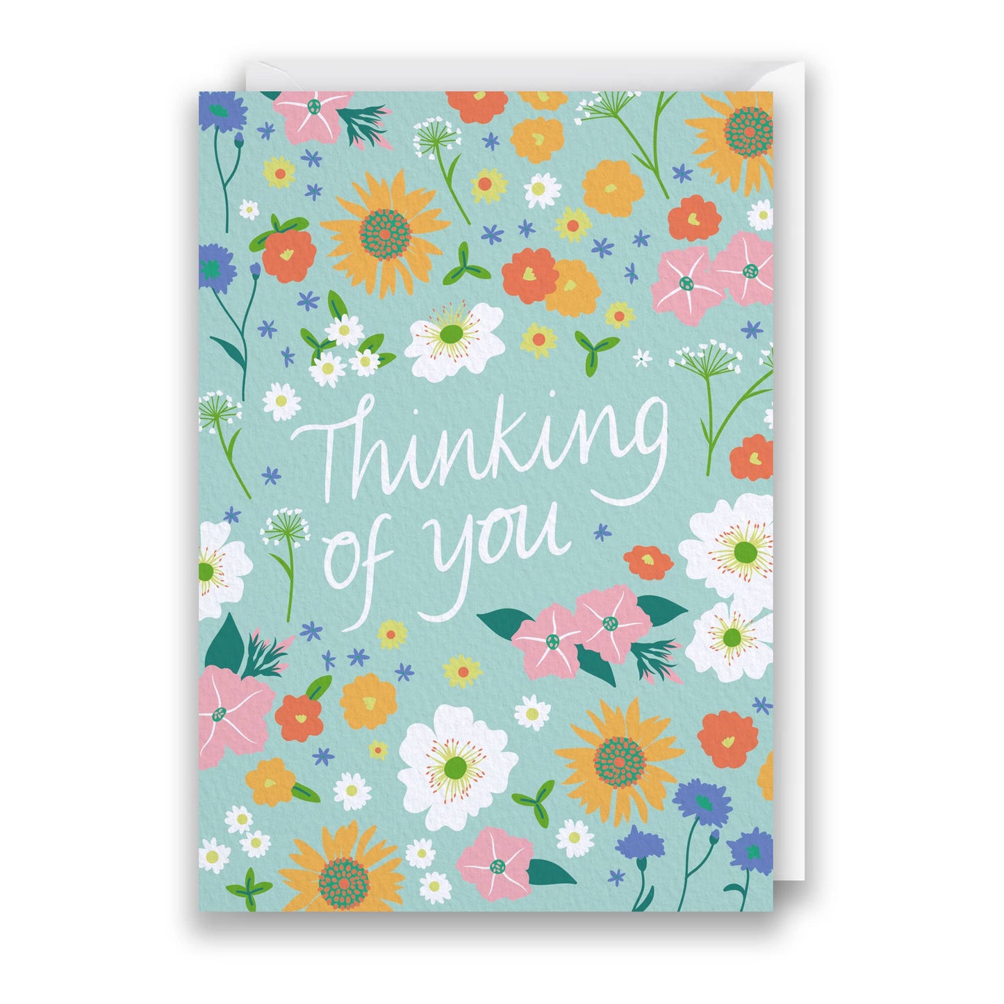 Spring Floral 'Thinking of You' A6 greeting card, plastic-free, with white envelope