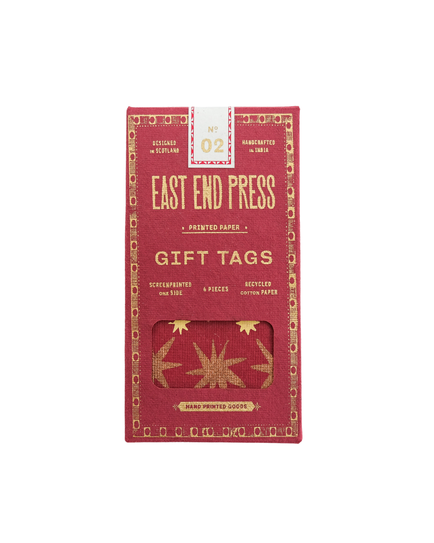 Hand screen printed Christmas Gift Tags by East End Press, recycled cotton paper, assorted festive designs