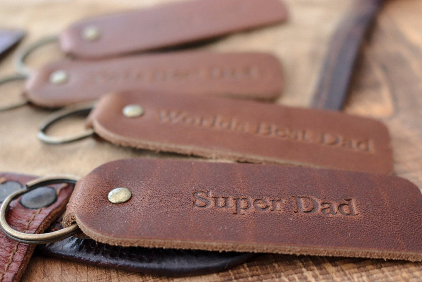 World's Best Dad Leather Handmade Keyrings