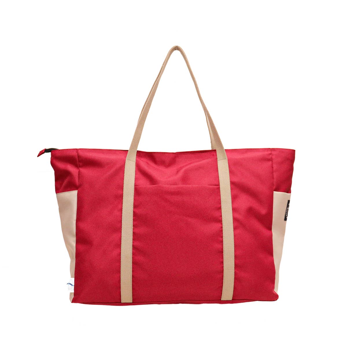 Folded large pink recycled ocean bound plastic shopping bag