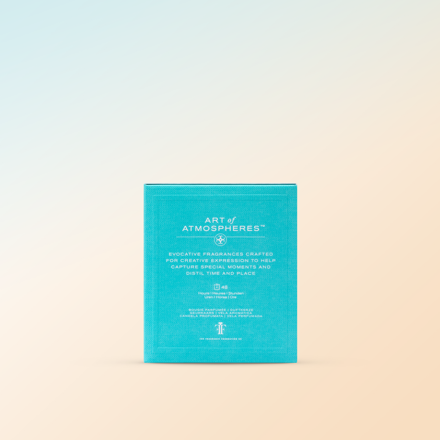 Blue Box for the Soirée à Marrakech™, a woody oriental scent with dry spices and earthy tones, reflects Marrakech's richness. Top notes of bergamot, freshly grated nutmeg and carrot seed, leading to a heart of jasmine and cyclamen, supported by sandalwood, patchouli and an amber base. Handmade in the UK. Blue glass vessel.