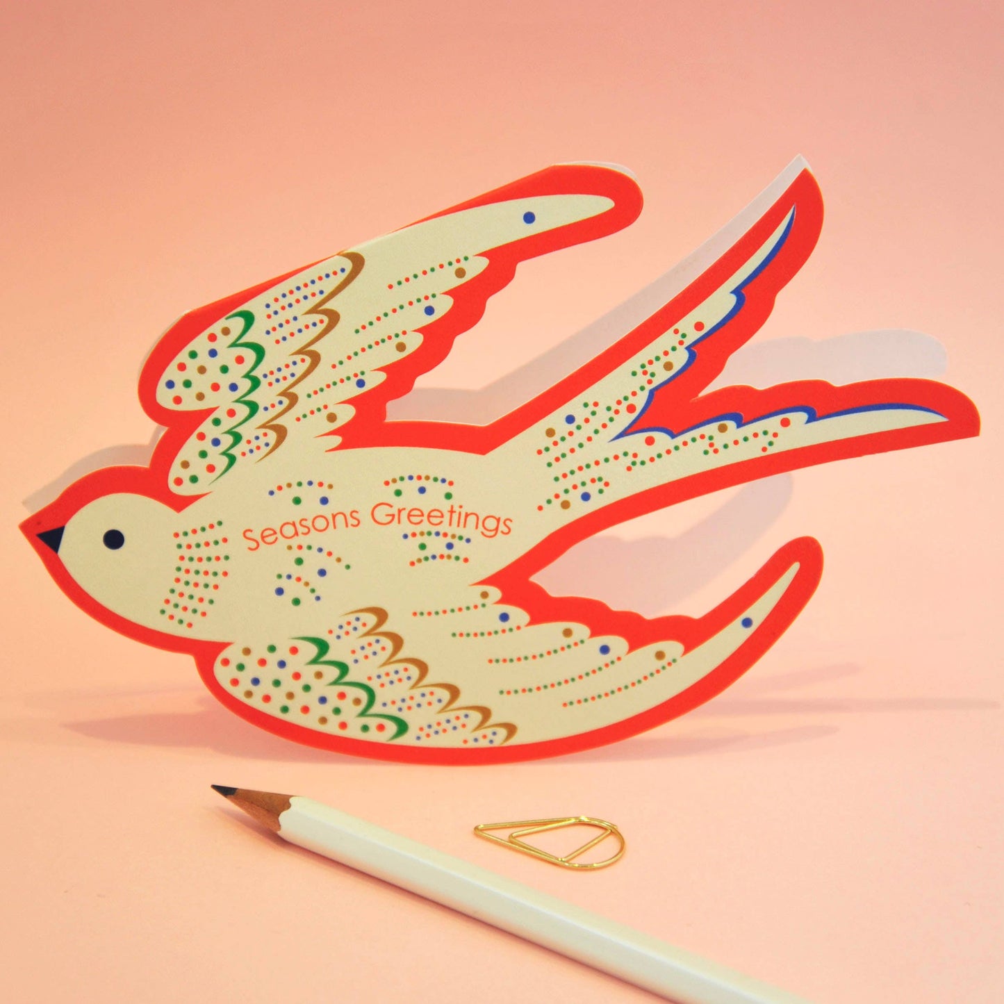 Biodegradable Cello Wrapped Rocking Bird Card, festive ornament